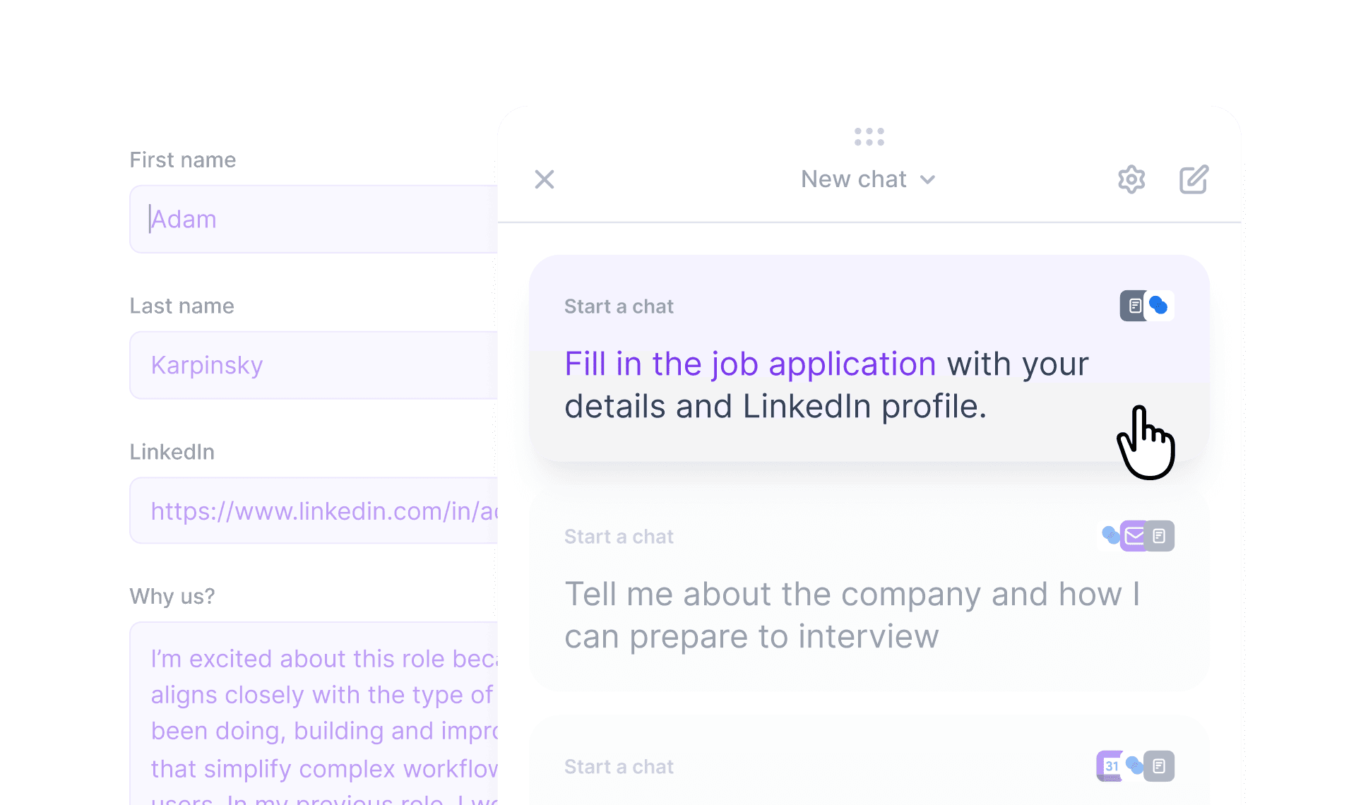 Ventrilo auto-filling a job application form from your open tabs
